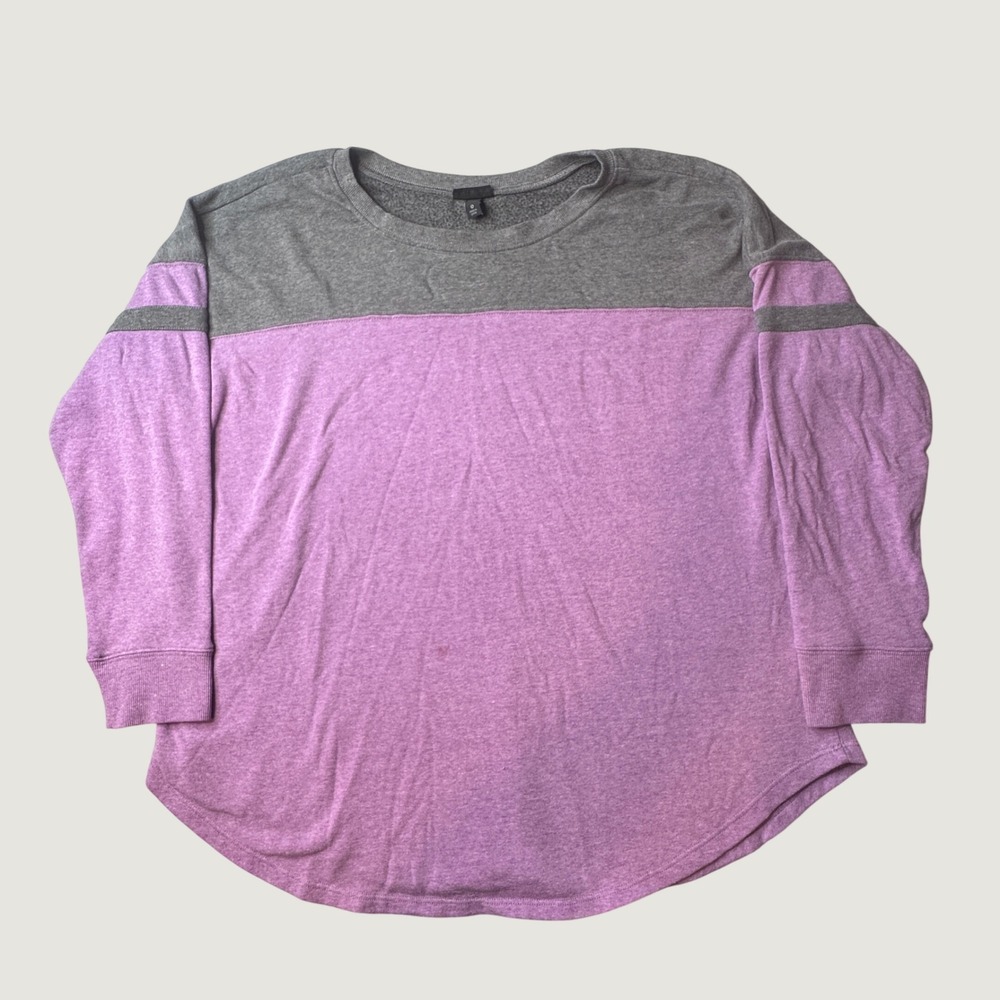 Torrid Sweatshirt Womens 0 Colorblock Purple Gray Fleece Lined Long Sleeve GOOD